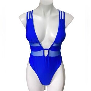 Yira Women’s Large Royal Blue Deep Plunge One Piece Bathing Suit
